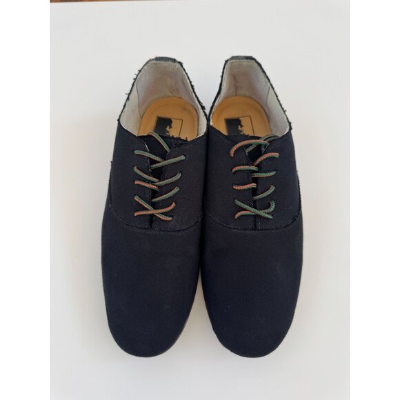 Black Canvas Lace-Up Oxford Shoes - Picture 1 of 11